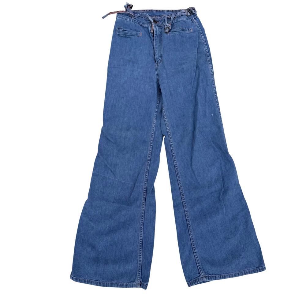 Vintage 70s Daddy’s Money Jeans 25x30 Bell Bottom Flare Buckle Hippie Denim